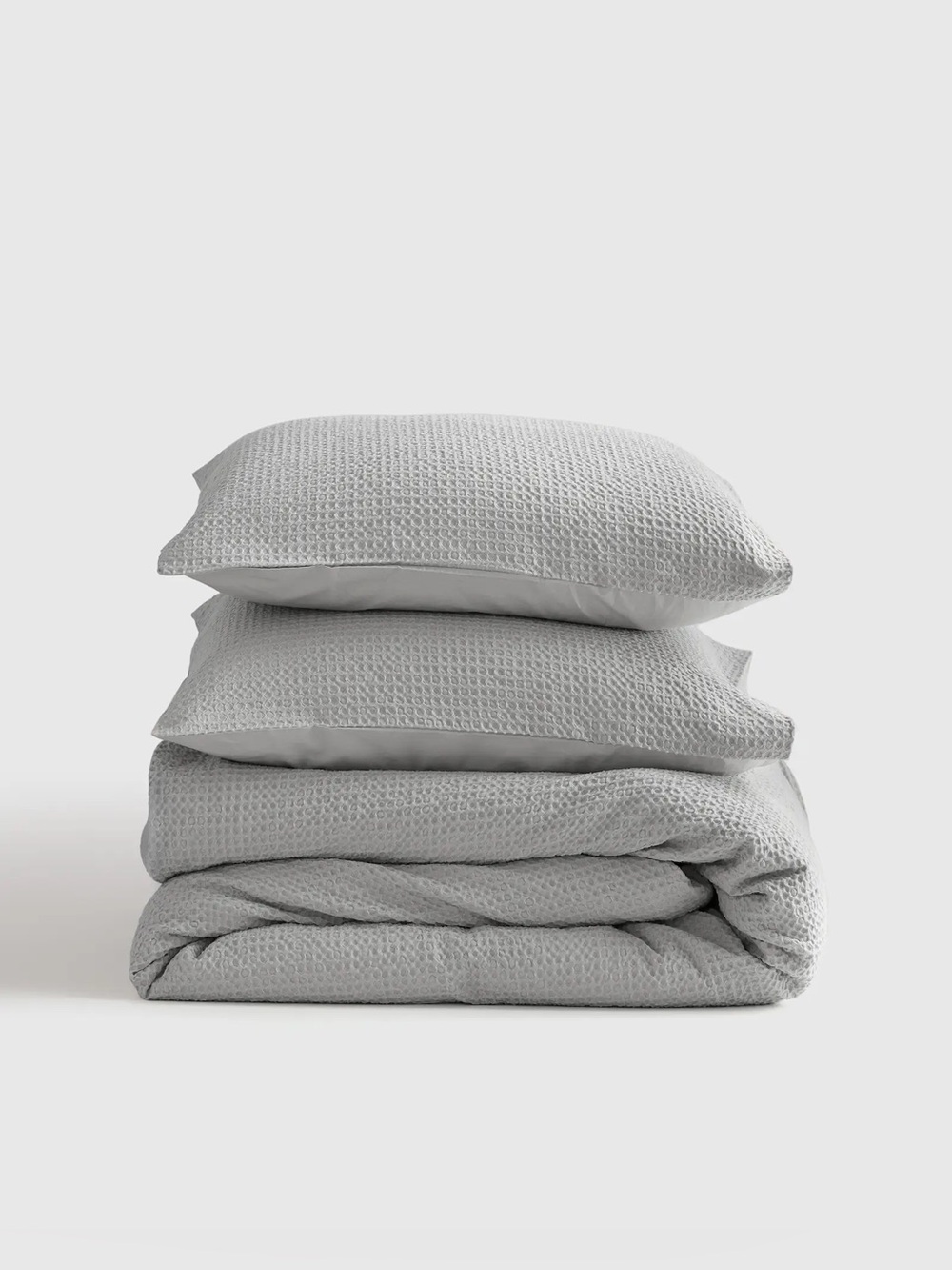 New Organic Luxe Honeycomb Duvet Cover Set King/CalKing Light Grey MSRP $134